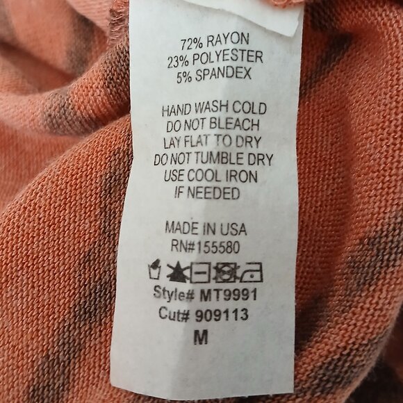Maronie Vintage Y2K Top M Super Soft Oversized Peach Brown Tiger Print USA Made - Picture 8 of 8